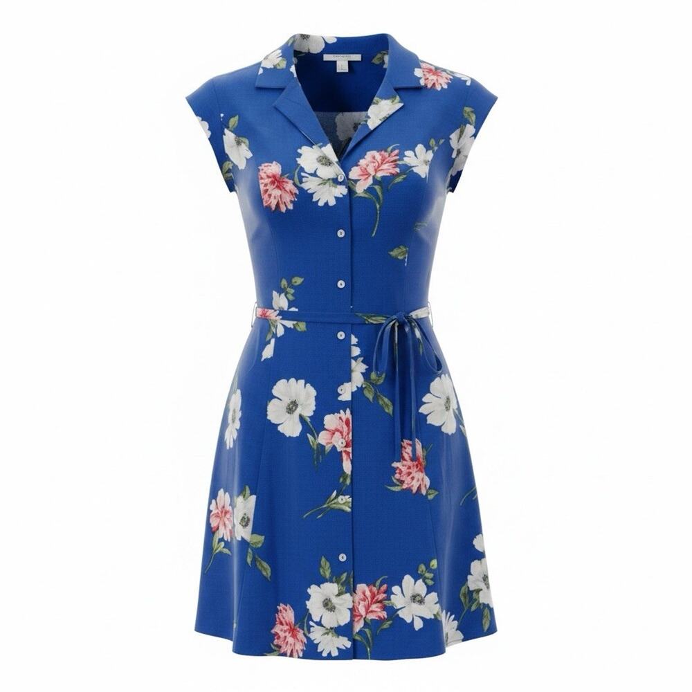Forever 21 Floral Collared Button Dress Tie Waist Rayon Short XL Spring Summer